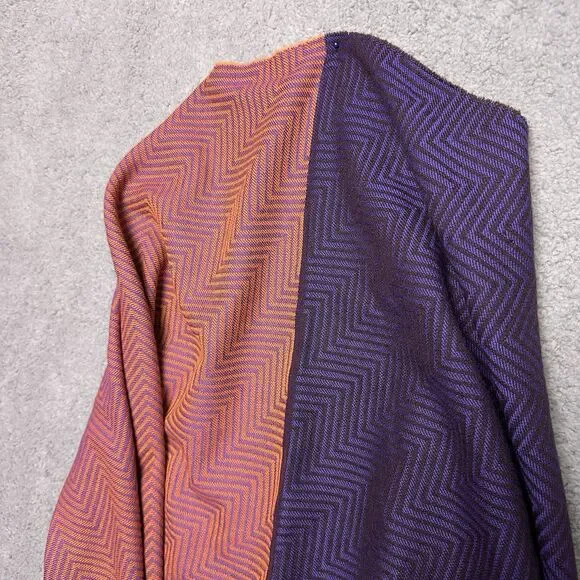 Seaward & Stearn Super Fine Wool Scarf 70"x18” Scotland Orange Purple Geometric - Picture 5 of 8